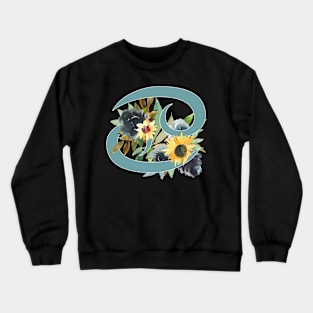 Cancer Horoscope Zodiac Blue Sunflower Design Crewneck Sweatshirt